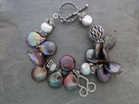 Image of Top-drilled Blue Coin Pearl Bracelet