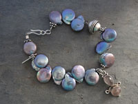 Image of Pale Blue Coin Pearl Bracelet