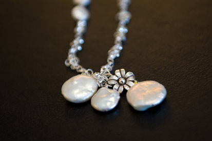 Image of Coin Pearl Charm Necklace