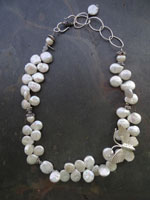 Image of Top Drilled White Pearl w/ Silver Butterfly