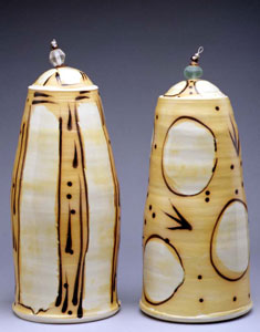 yellow and white pottery pieces