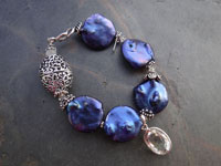 Image of Electric Blue Coin Pearl Bracelet