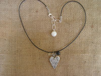 Image of Birthstone Heart Charm Leather Necklace