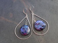 Image of Electric Blue Coin Pearl Hoop Earrings