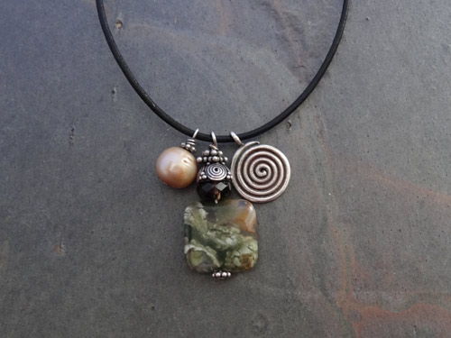 Image of Rhyolite and Spiral Bead Necklace
